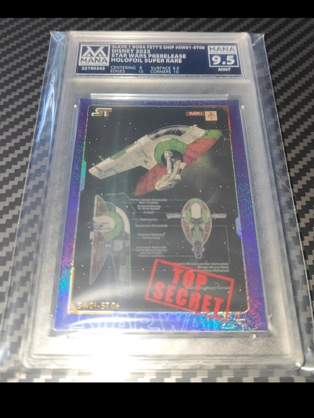 Slave 1 Boba Fetts ship Star Wars holo card GRADED MINT 9.5 Disney POP 1 Chinese